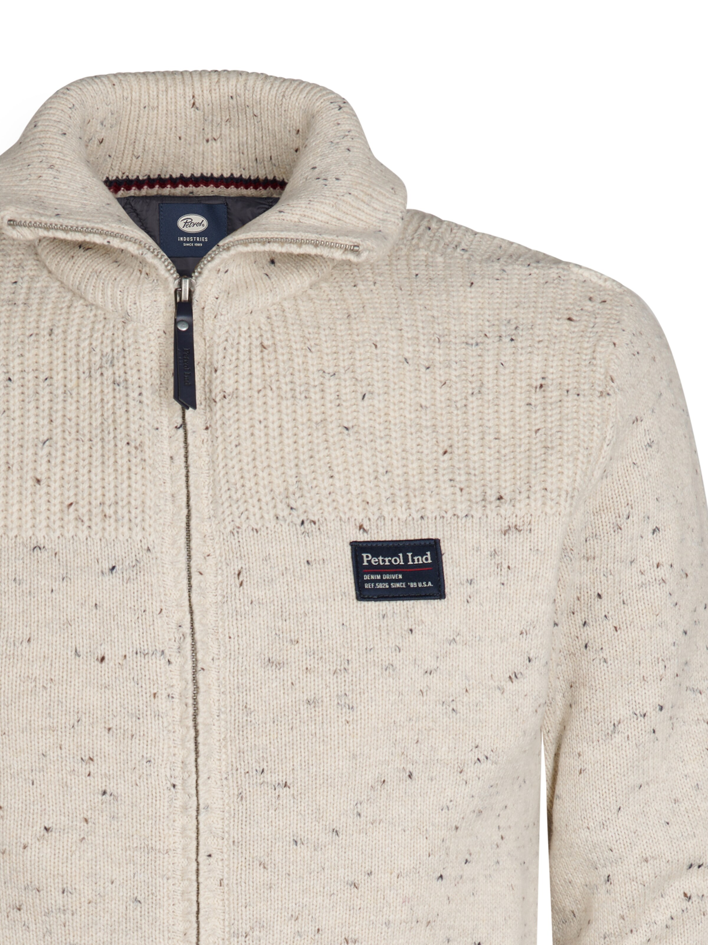 Petrol Industries Knit Cardigan in Beige