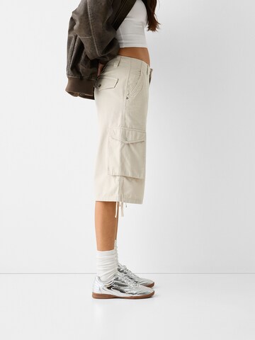 Bershka Wide leg Cargo trousers in Beige