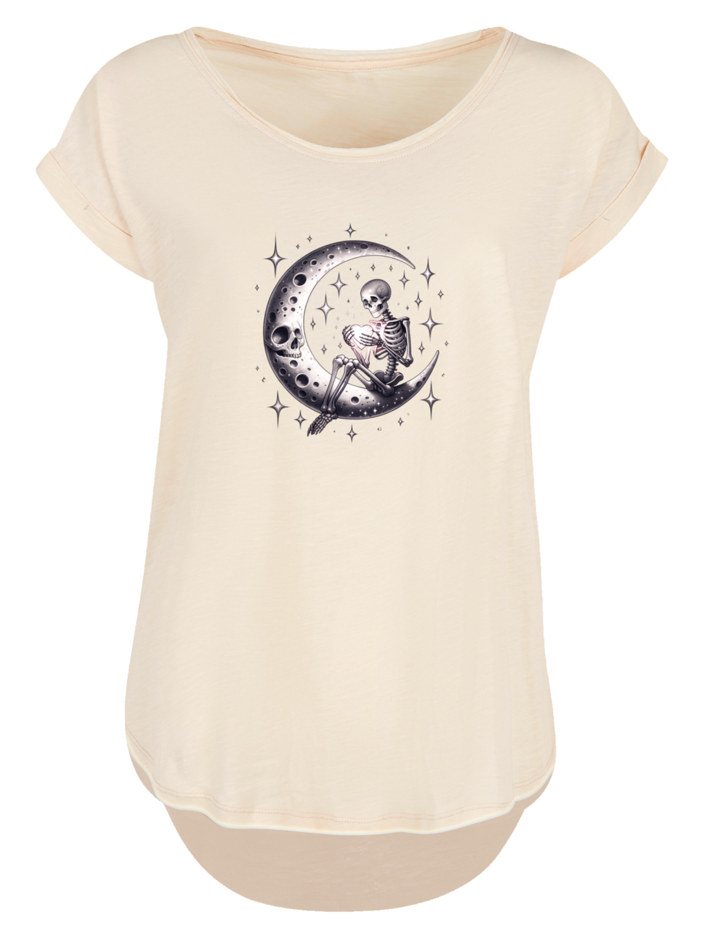 F4NT4STIC Shirt 'Gothic Valentinstag Skelett Mond' in Beige: voorkant
