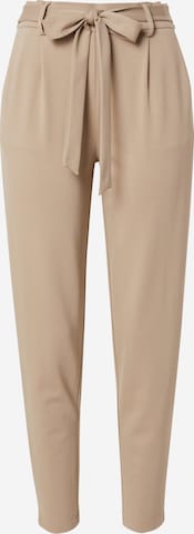 MSCH COPENHAGEN Bukser med lægfolder 'Popye' i brun: forside