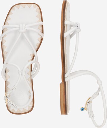 Sandale cu baretă 'Elissavet' de la Marietta's Fantasy pe alb