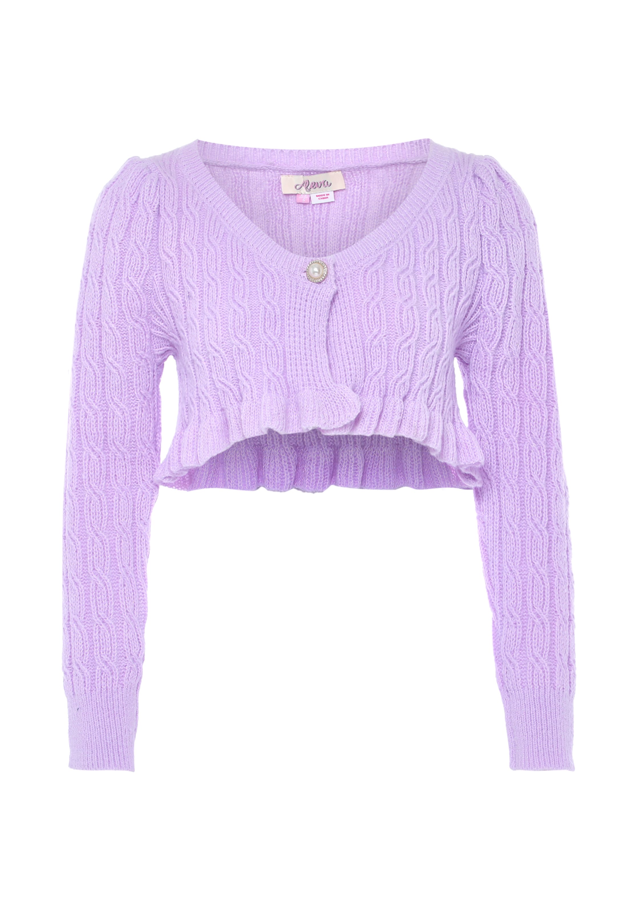 aleva Cardigan i lilla: forside