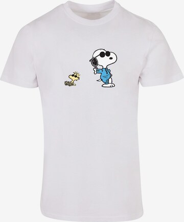 Merchcode Shirt 'Peanuts Sunglasses V2' in Wit: voorkant