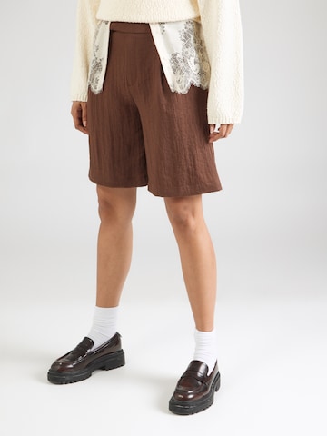 Lindex Loosefit Bandplooibroek 'Maria' in Bruin: voorkant