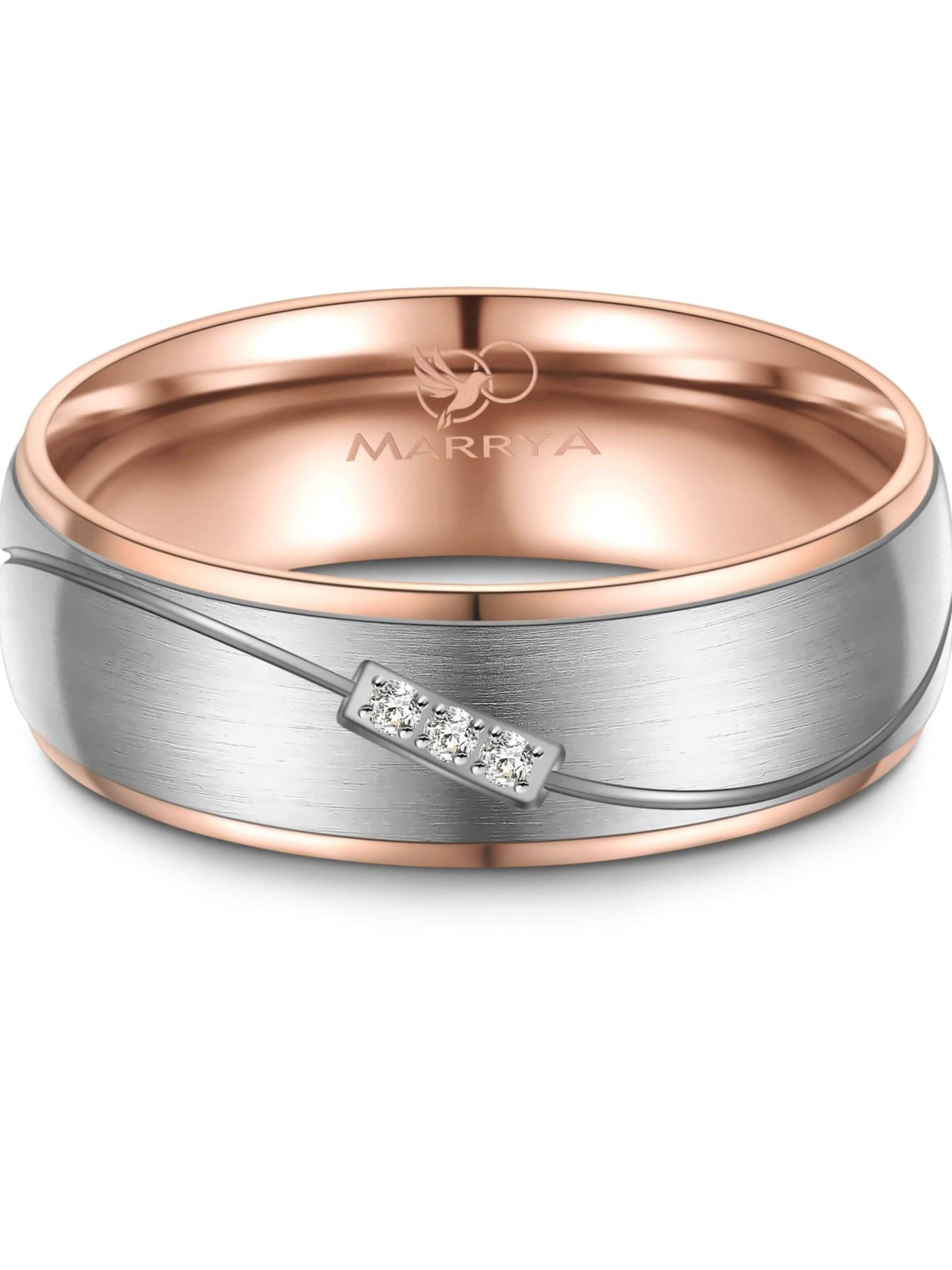 MARRYA Ring 'MARRYA ES-21 Ehering aus Edelstahl - Silberfarben & Rosé' i silver