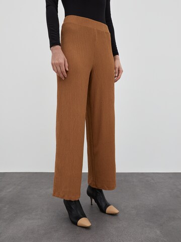 EDITED Wide leg Pants 'Fenja' in Brown: front