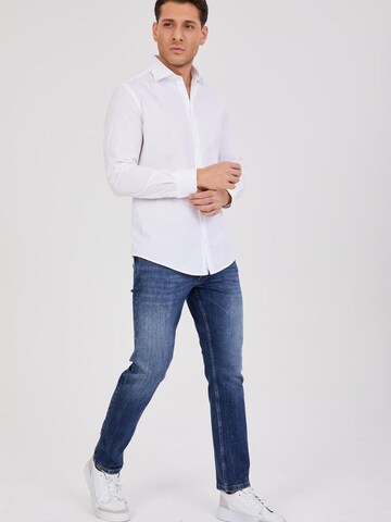 7Camicie - Ajuste estrecho Camisa de negocios 'Firenze Oxford Man Shirt White' en blanco