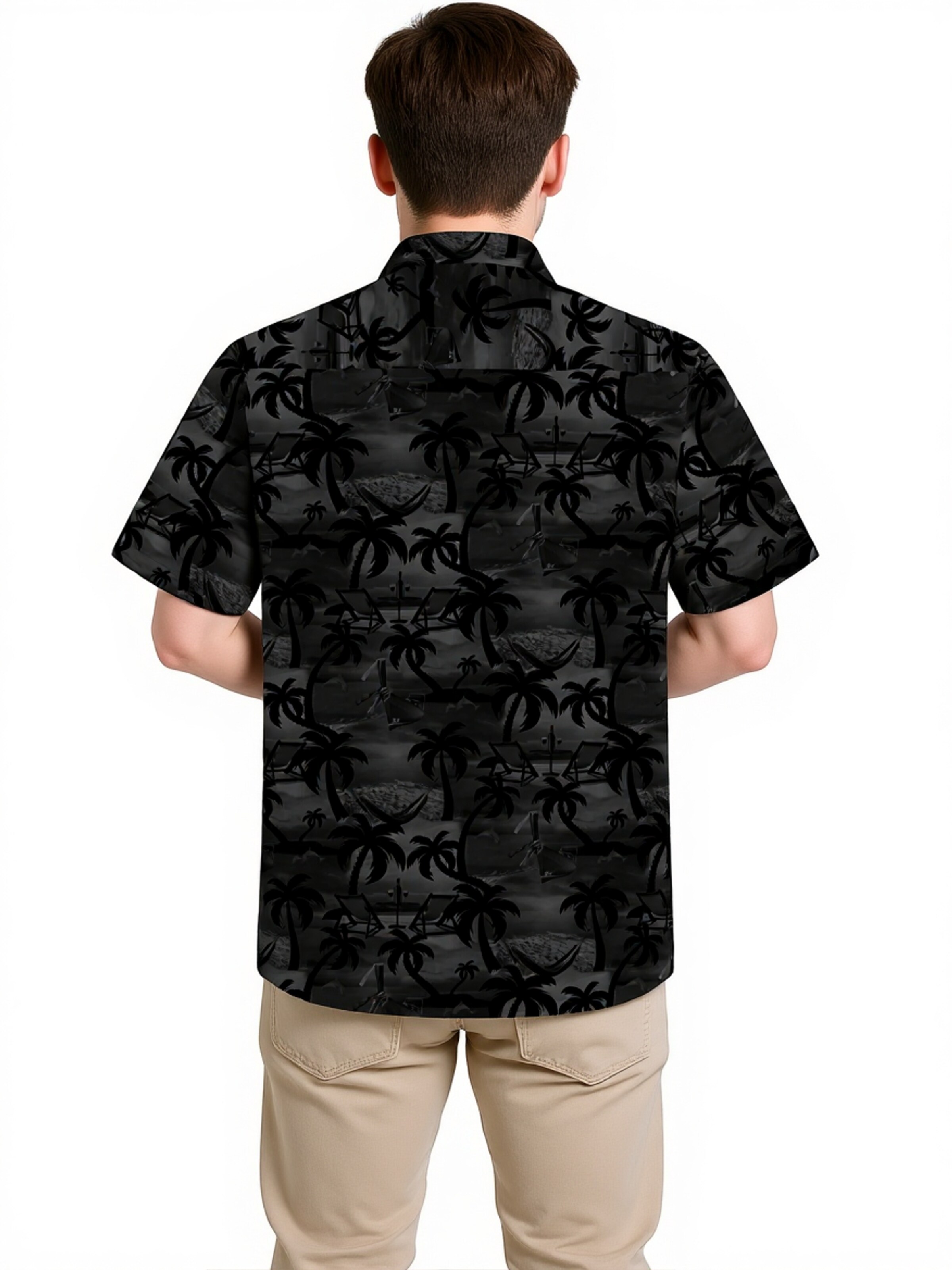 Hawaiihemdshop.de Regularny krój Koszula 'Hawaiihemd Paradise Night' w kolorze czarny