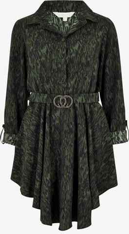 Apricot Shirt Dress in Green: front
