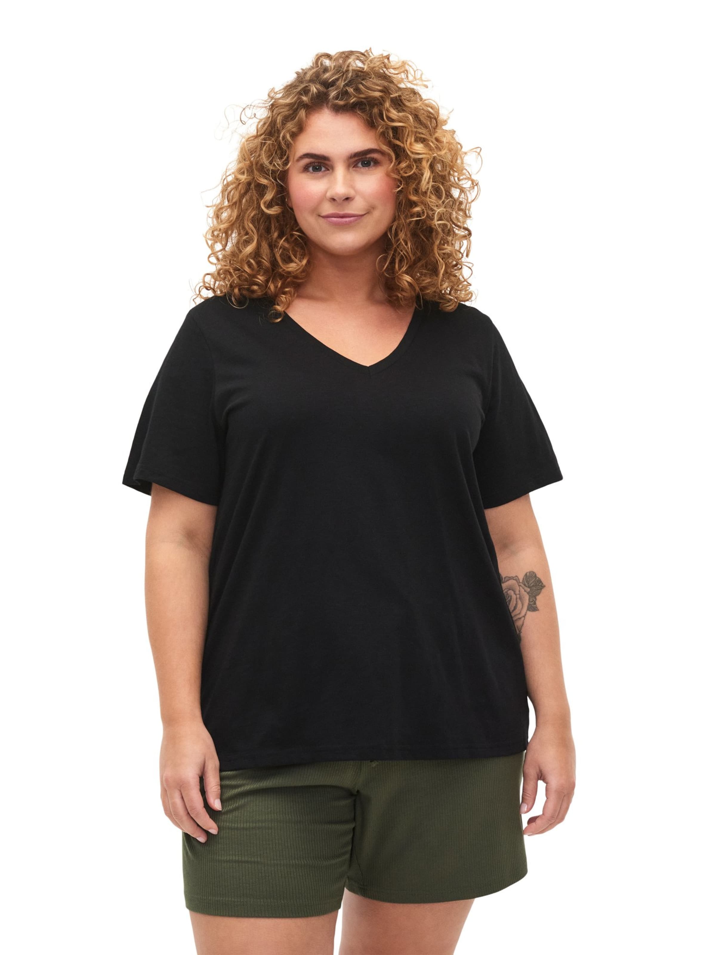 Zizzi Shirt 'Brea' in Schwarz: Vorderseite