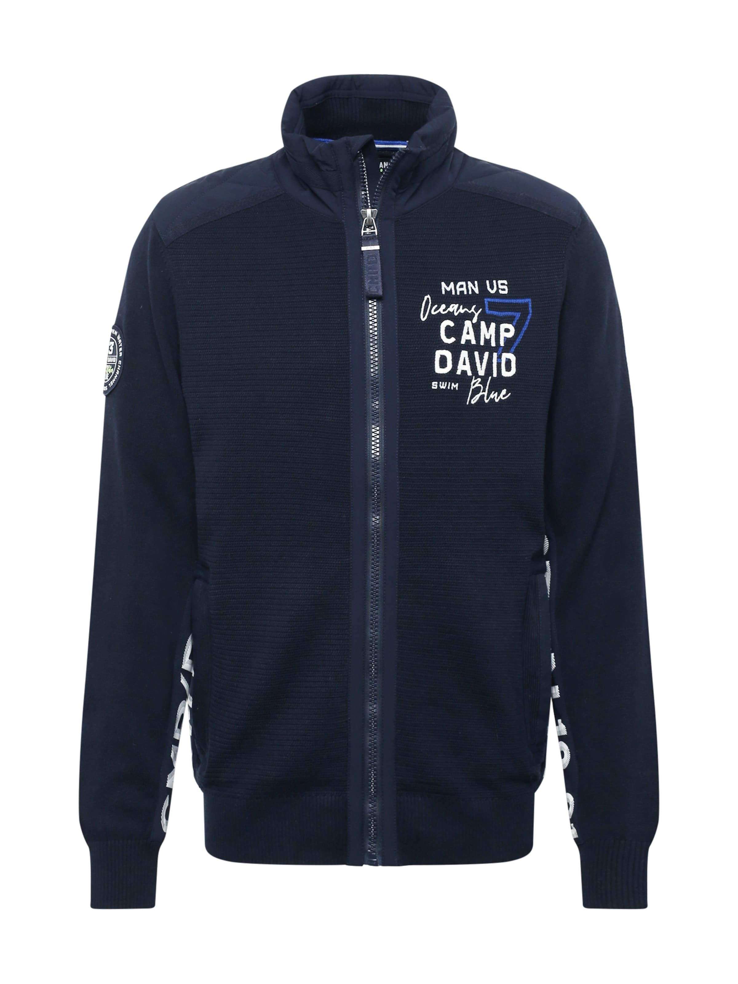 CAMP DAVID Вязаная кофта 'Ocean´s Seven II' в Синий: спереди