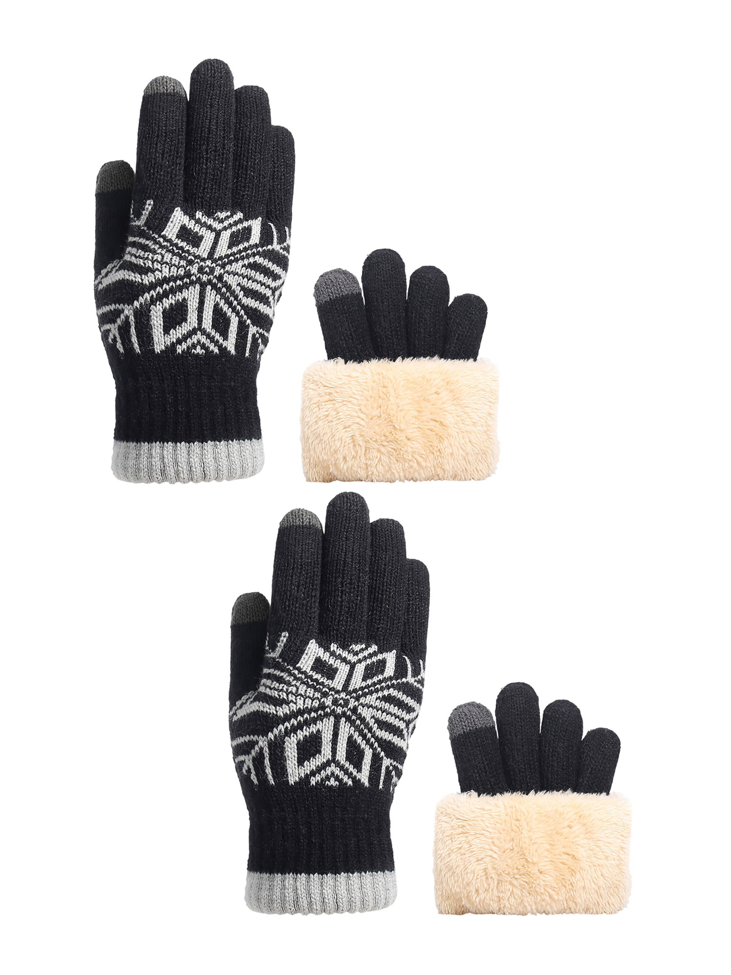 Magicshe Fingerhandschuhe 'Winter Strickhandschuhe Touchscreen'‌‌‌‌‌‌‌‌ in Schwarz: Vorderseite