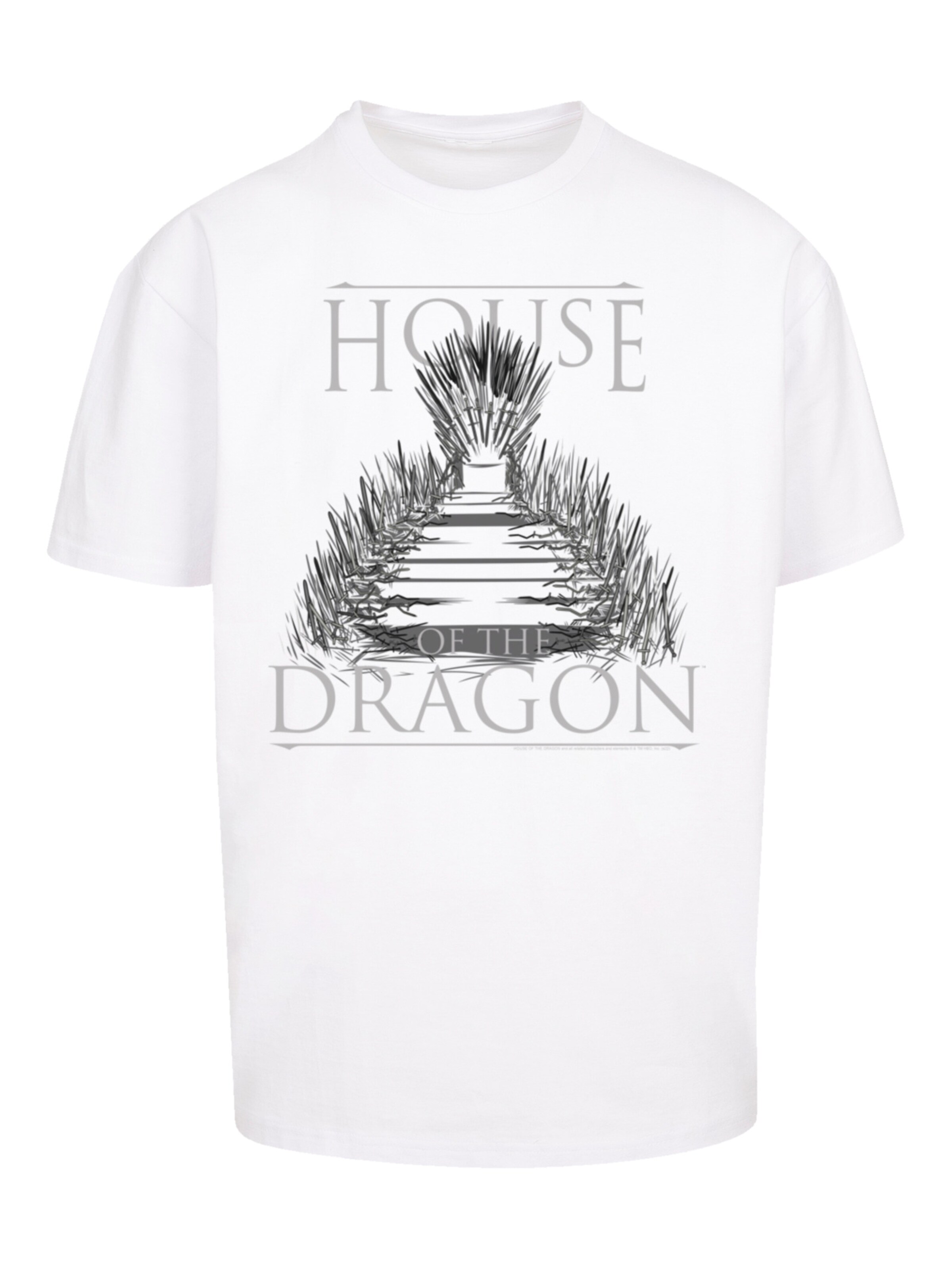 T-Shirt 'House Of The Dragon Throne' F4NT4STIC en blanc : devant