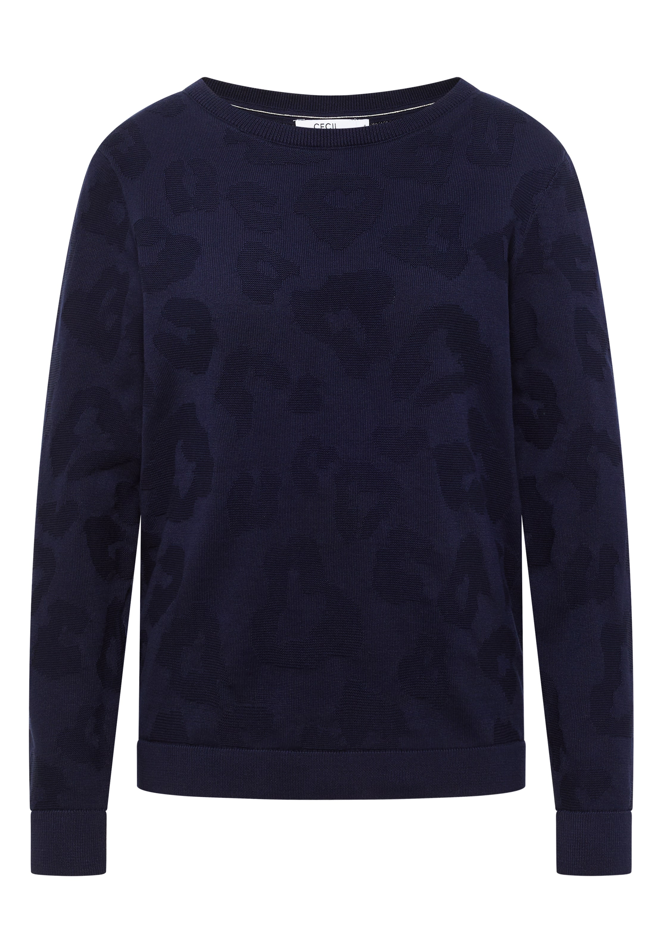 CECIL Pullover mit Boat Neck und Struktur in XXXL in dunkelblau, Produktansicht