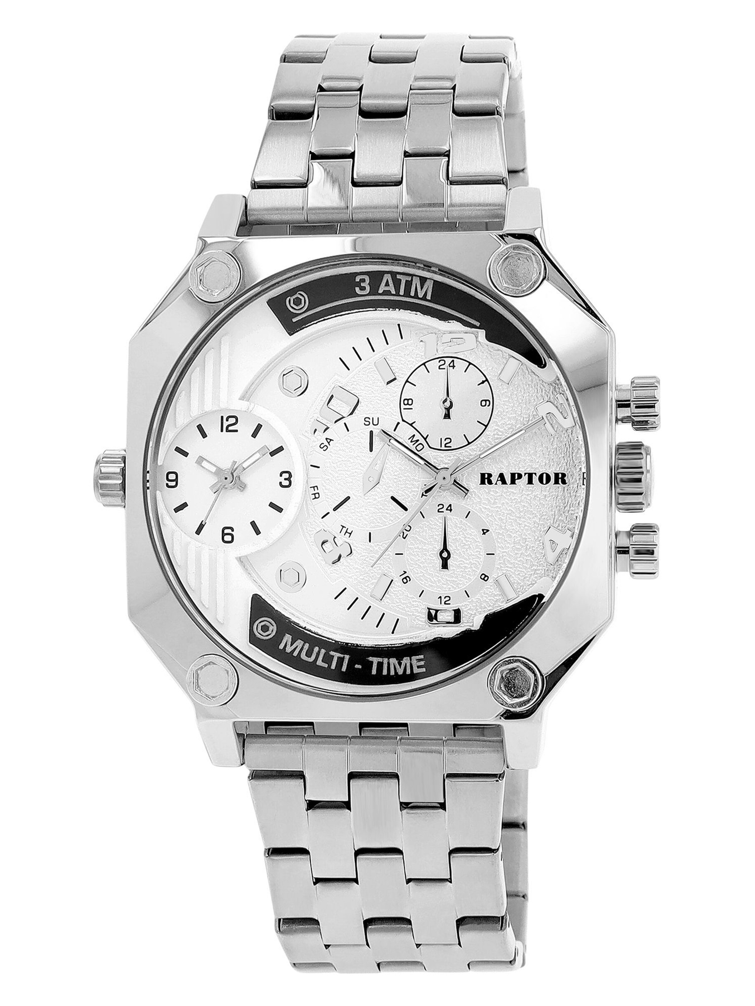 Raptor Analog Watch 'Magnus, Mineralglas' in Silver