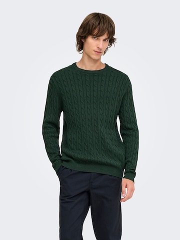 Only & Sons Trui 'ONSLOUI' in Groen: voorkant