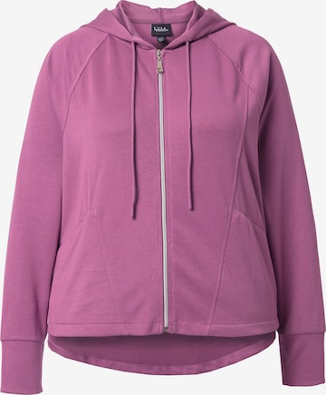 Ulla Popken Zip-Up Hoodie in Pink: front