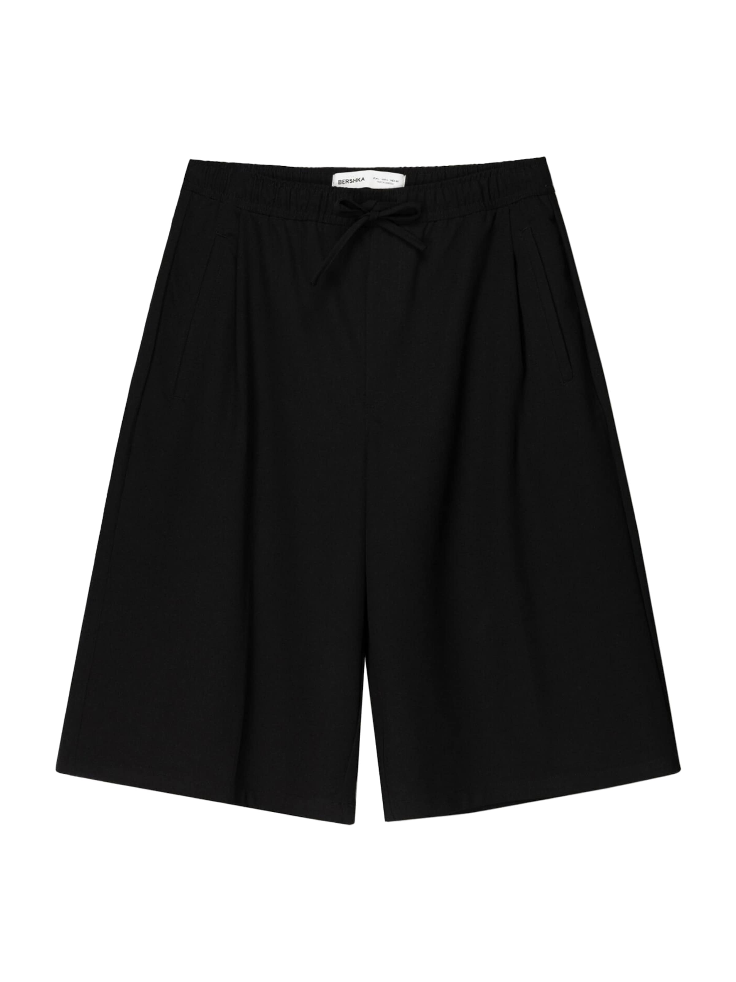 Loosefit Pantaloni con pieghe di Bershka in nero: frontale