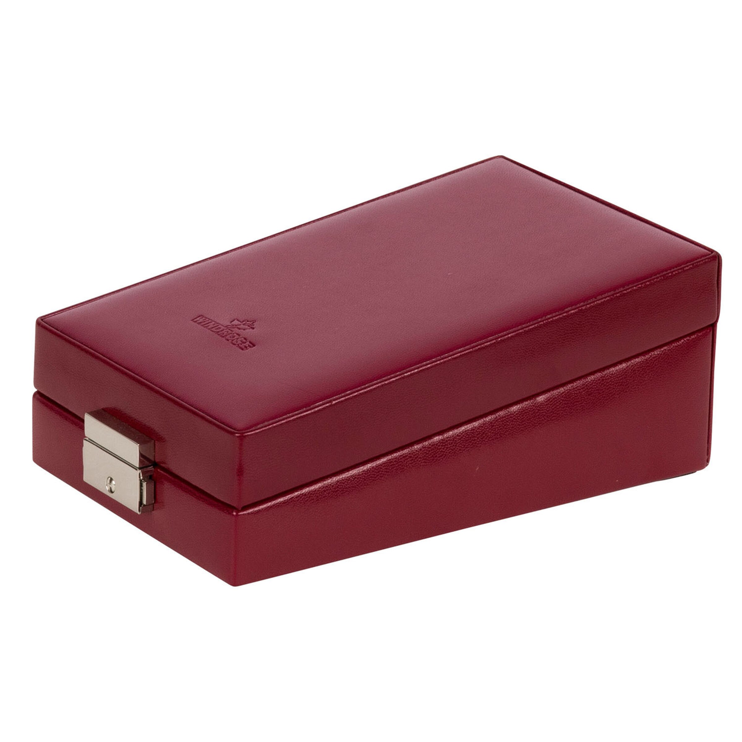 WINDROSE Merino Schmuckkoffer 12 cm in Rot: Vorderseite