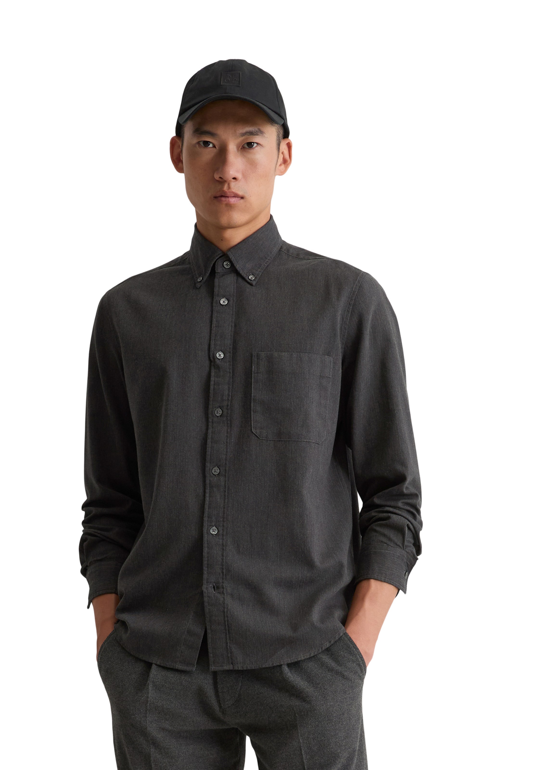 Marc O'Polo Regular fit Button Up Shirt in Grey: front