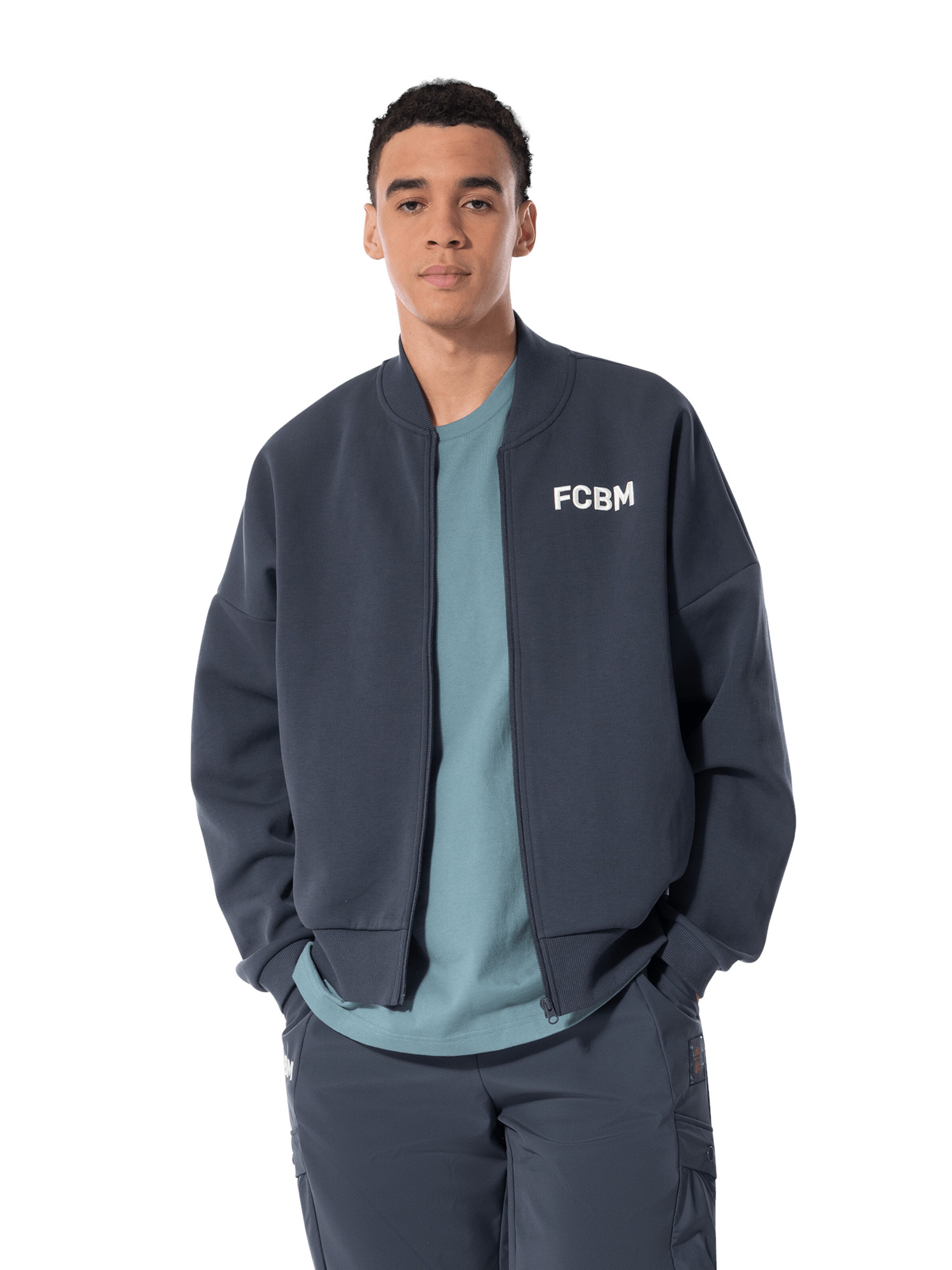 FC BAYERN MÜNCHEN Sweatjacke 'FCBM' in Grau: Vorderseite