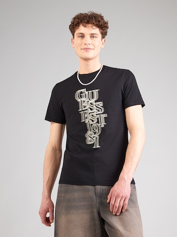 GUESS - Camiseta en negro: frente
