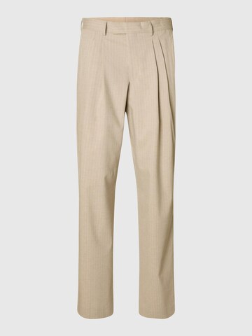 SELECTED HOMME Loosefit Bandplooibroek in Beige: voorkant