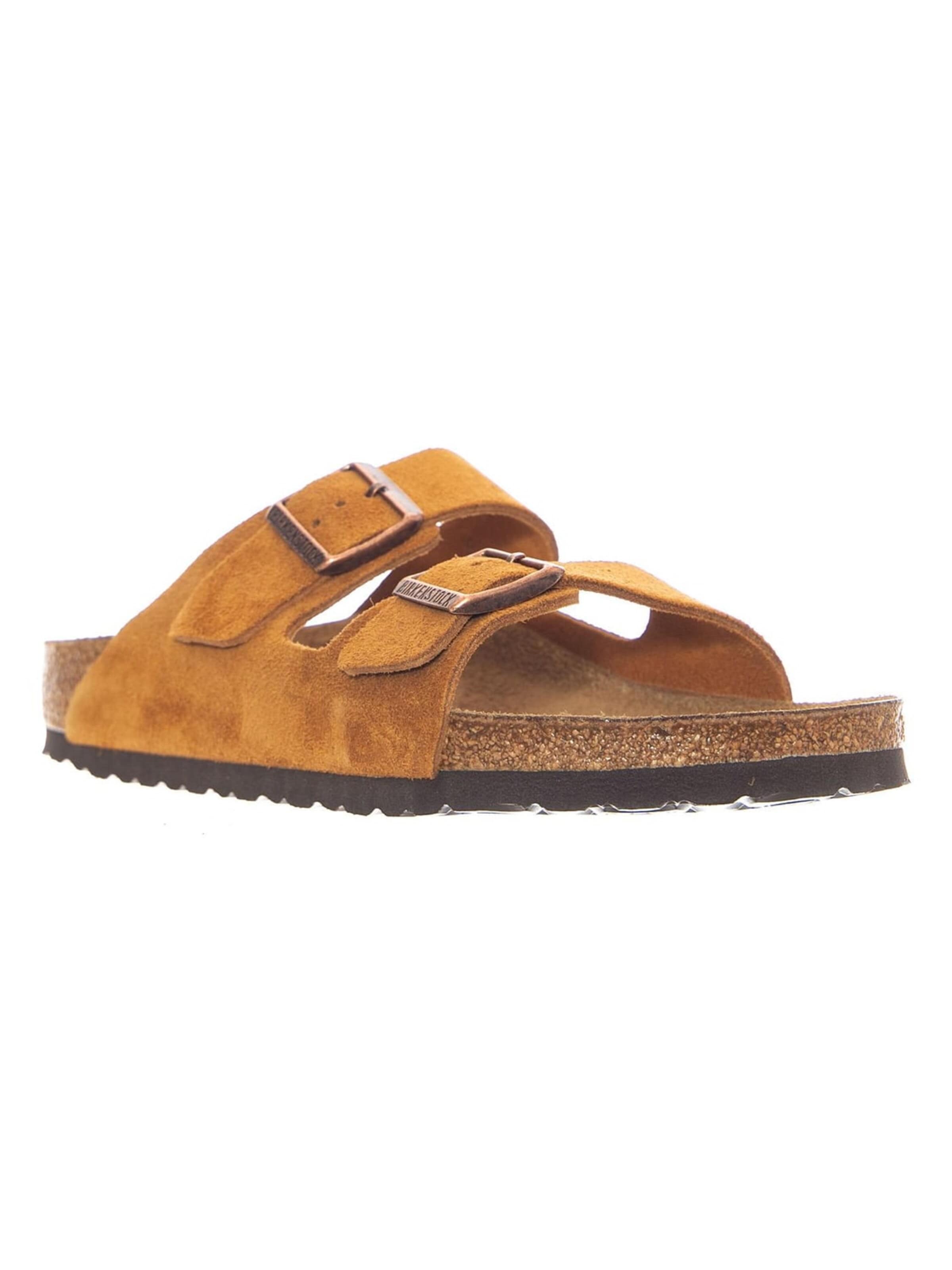 BIRKENSTOCK Sandaler 'Arizona Big Buckle Nubuck Leather Narrow Fit Sandcastle' i 37 i brun, Produktvisning