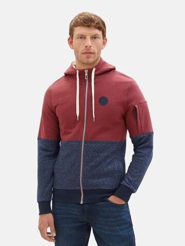 TOM TAILOR Zip-Up Hoodie in Red: front