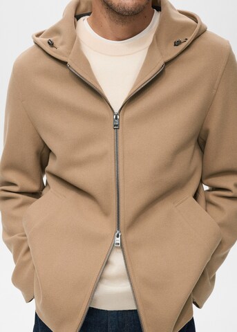 MANGO MAN Fleece Jacket 'Ted' in Beige