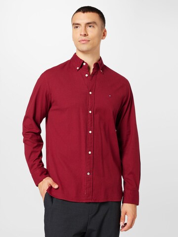 TOMMY HILFIGER Regular fit Button Up Shirt 'Flex' in Red: front