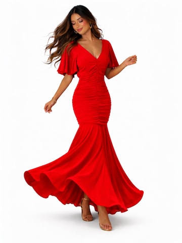 Elena Athanasiadou Avondjurk 'Athenian Grace (Red)' in Rood