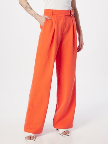 ESPRIT Flared Pleat-Front Pants in Orange: front
