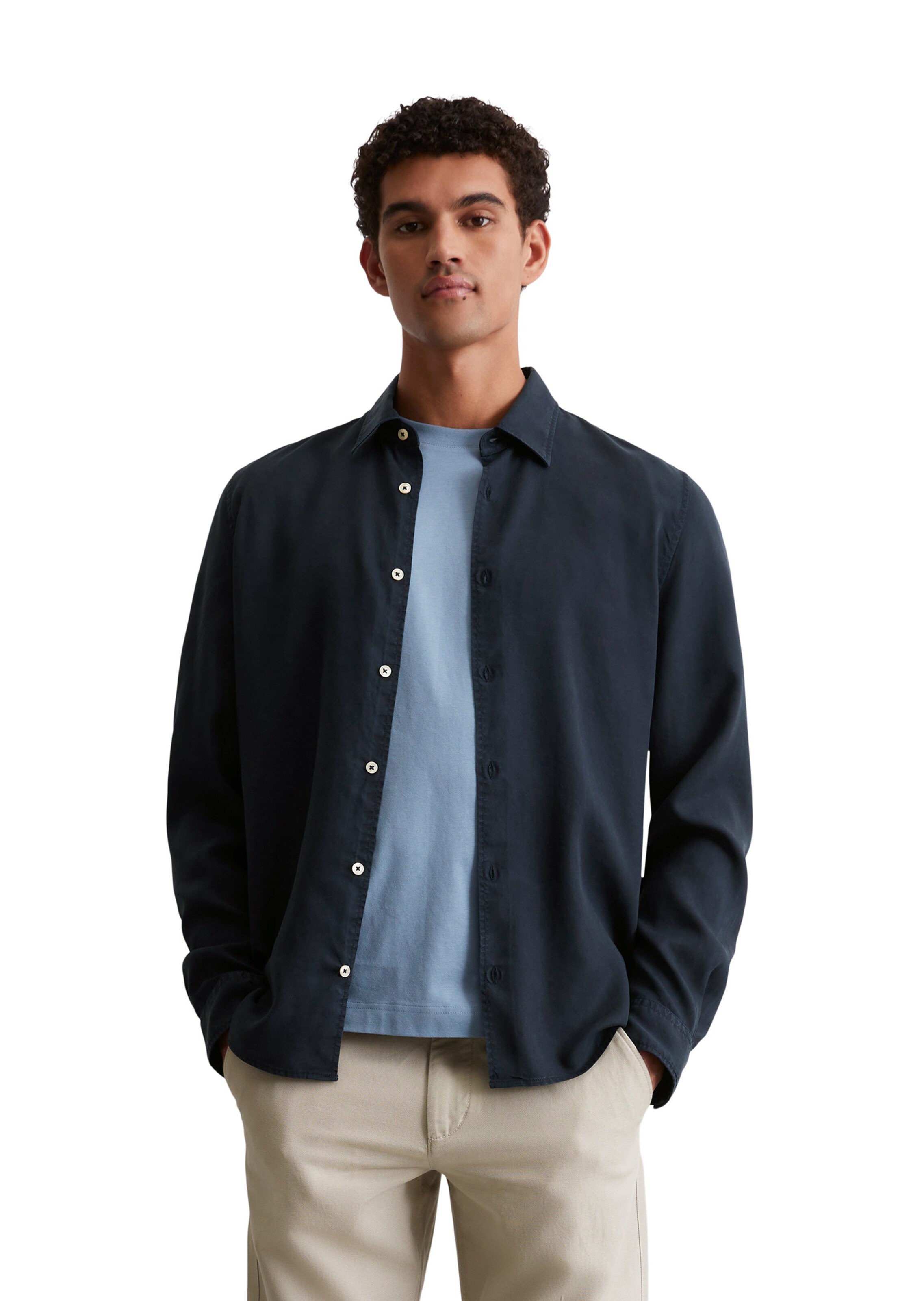 Marc O'Polo Slim fit Overhemd in Blauw: voorkant