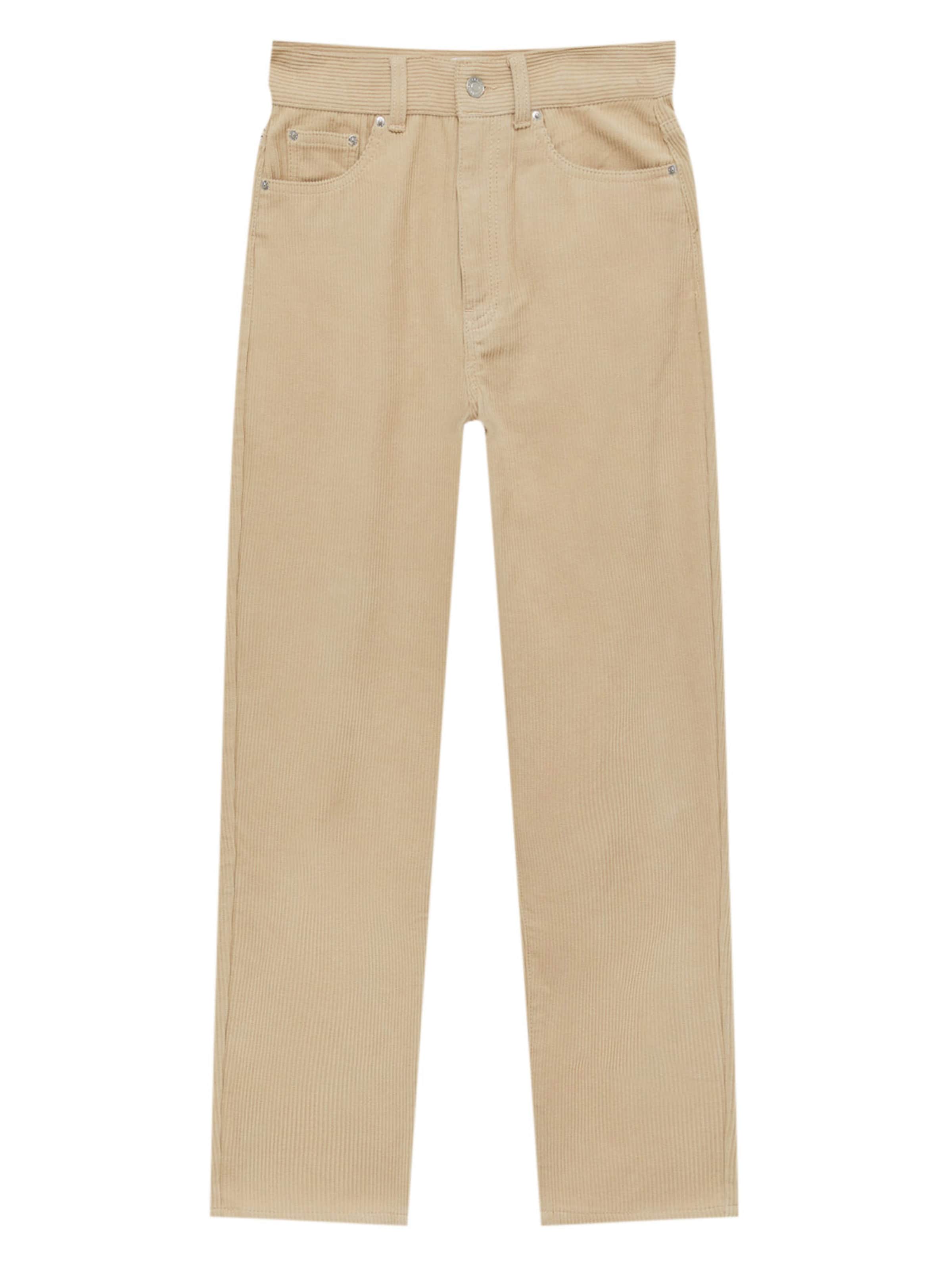 Pull&Bear Regular Trousers in Beige: front