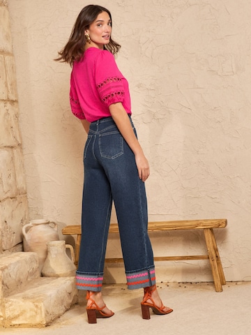 love & roses Широкий Джинсы в Синий