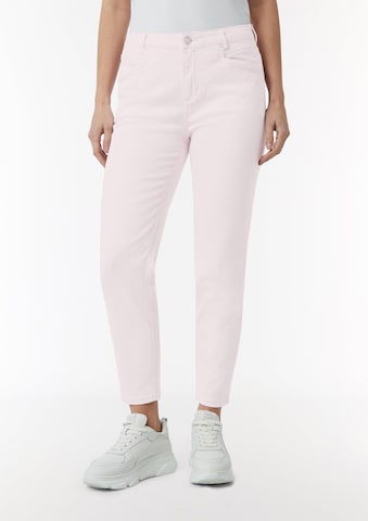 Coupe slim Jean comma casual identity en rose : devant