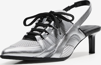 Bershka Slingpumps i sølvgrå / sort, Produktvisning