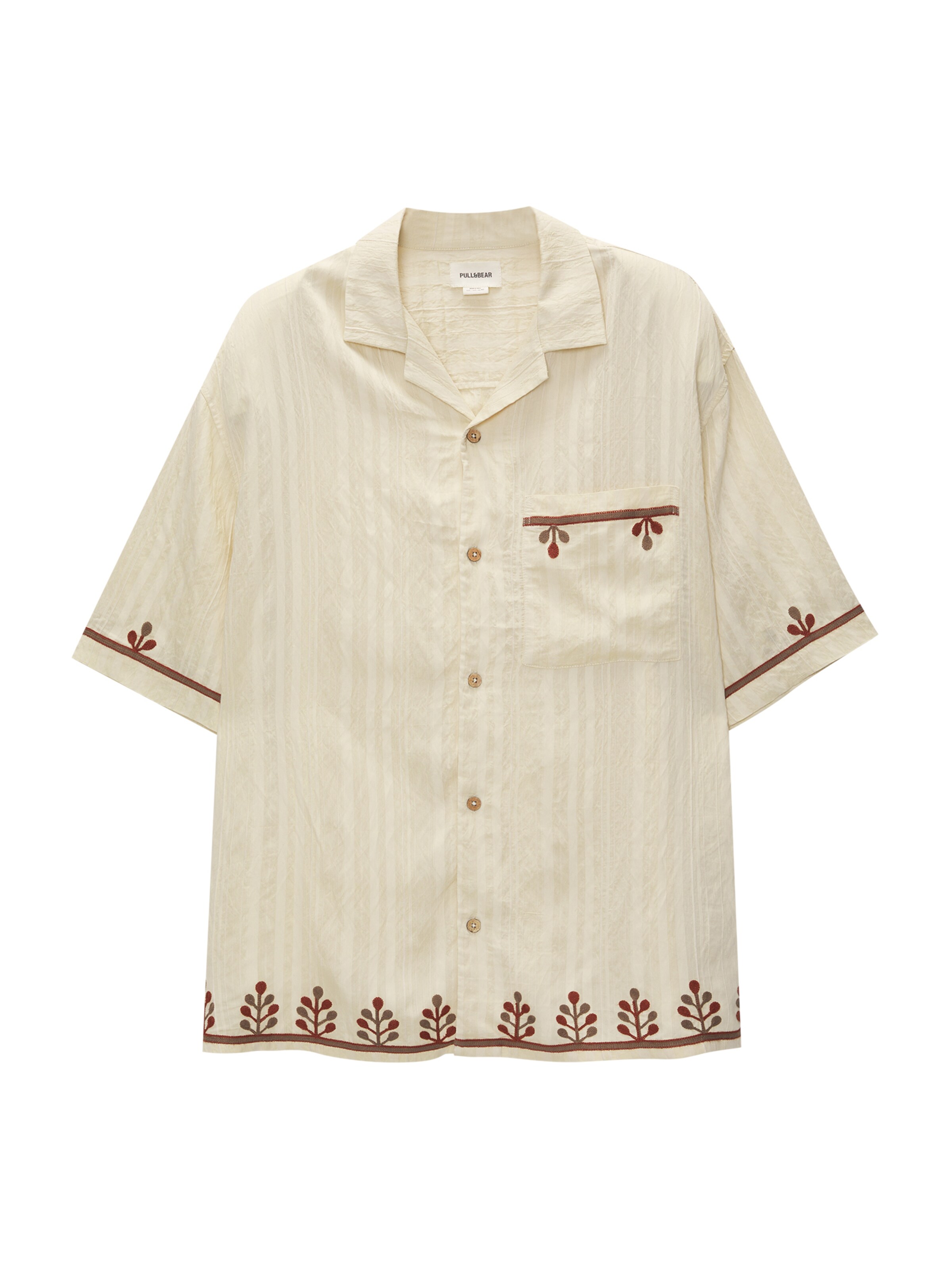 Pull&Bear Regularny krój Koszula w kolorze beżowy: przód
