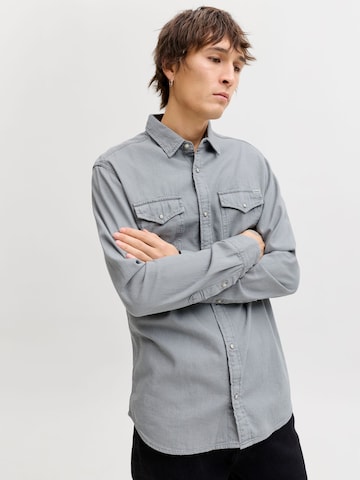 Jacks & Jones Regular Fit Hemd 'Herren Langarm Hemd'‌ in Grau
