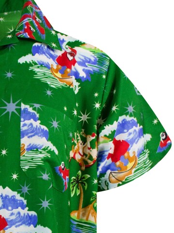 King Kameha Regular Fit Hemd 'Christmas Surf Santa'‌‌‌‌‌‌‌ in Grün