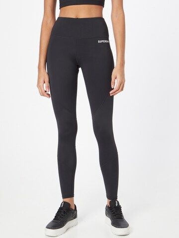 Superdry Skinny Workout Pants in Black: front