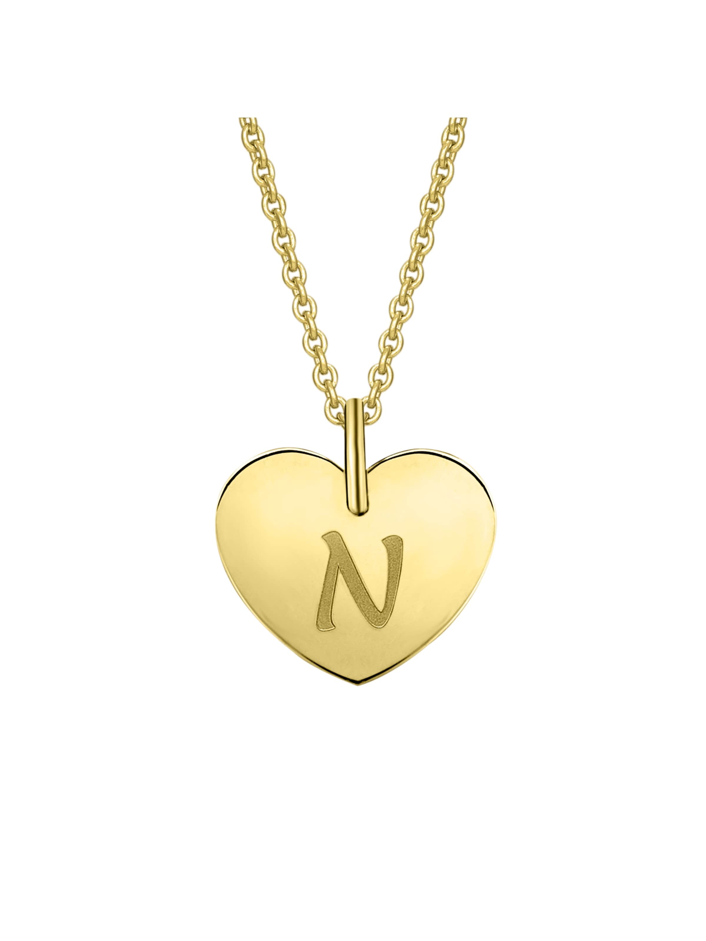 ONE ELEMENT Pendant 'Herz mit Gravur N' in Gold: front