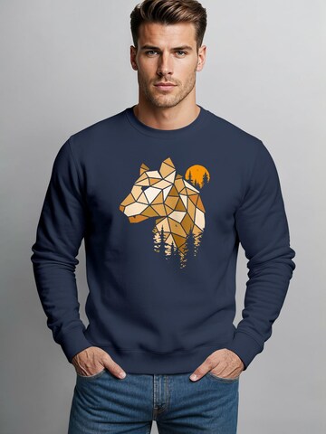 Neverless Sweatshirt 'Luchs Polygon' in Blue