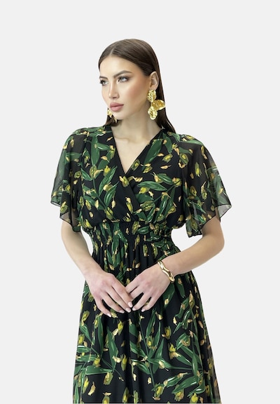 Elara Kleid in 40-42 in pastellgelb / grün / oliv / schwarz, Produktansicht