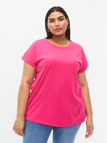 Zizzi T-shirt 'KATJA' i rosa: framsida