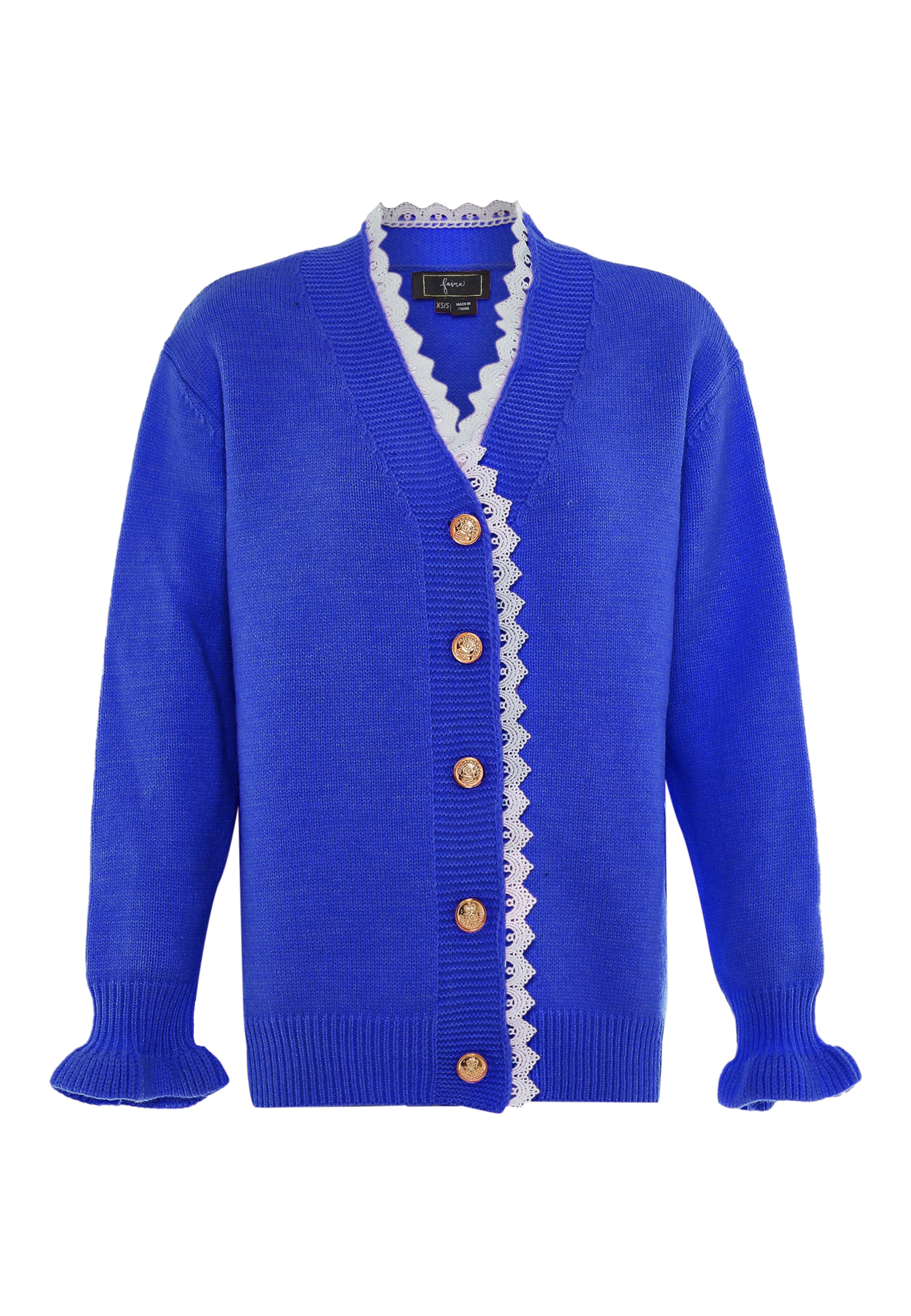 faina Плетена жилетка в синьо: отпред