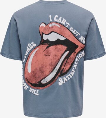 Only & Sons - Camisa 'ROLLING STONES' em azul