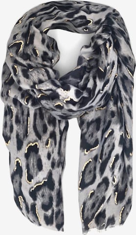 styleBREAKER Schal 'Schal Leoparden Muster Gold Metallic' in Grau: Vorderseite
