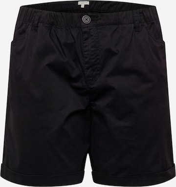 Tom Tailor Women + Loosefit Kalhoty se sklady v pase – černá: přední strana